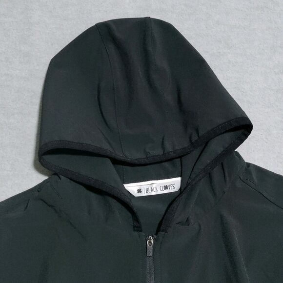 Black Clover Hooded Jacket Mens MEDIUM Black Full Zip TOP GOLF Logo Embroidered - Picture 6 of 16